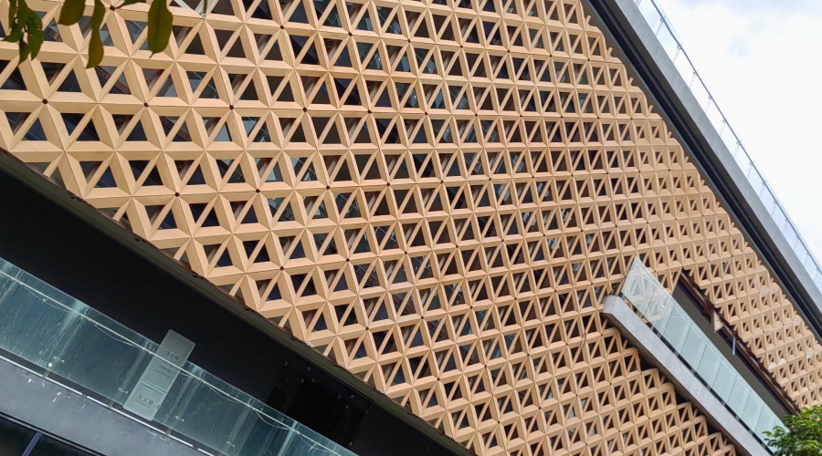 惠州茶园UHPC镂空幕墙板完工落地效果 惠州茶园UHPC镂空幕墙板完工落地效果